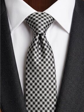Michael Kors Silver and Black Gingham Men's Tie
